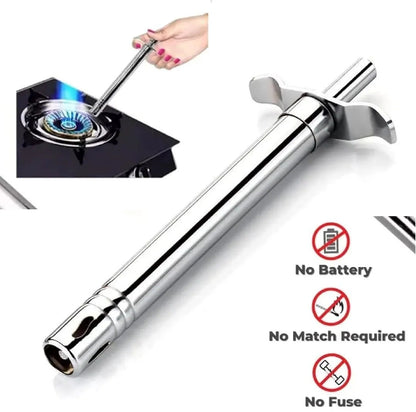 Stainless Steel Gas Lighter – No Battery, No Match, No Fuse