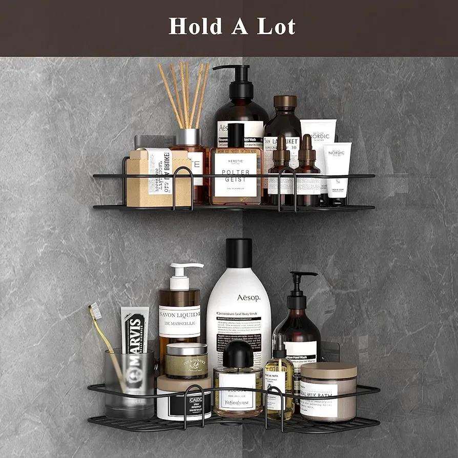 No-Drill Corner Shower Shelf – Adhesive Wall-Mounted Bathroom Organizer