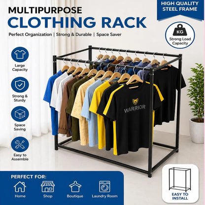 Multipurpose Steel Clothing Rack – Heavy Duty Garment Organizer