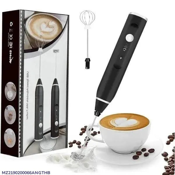 Electric Milk Frother with Dual Whisk Attachments