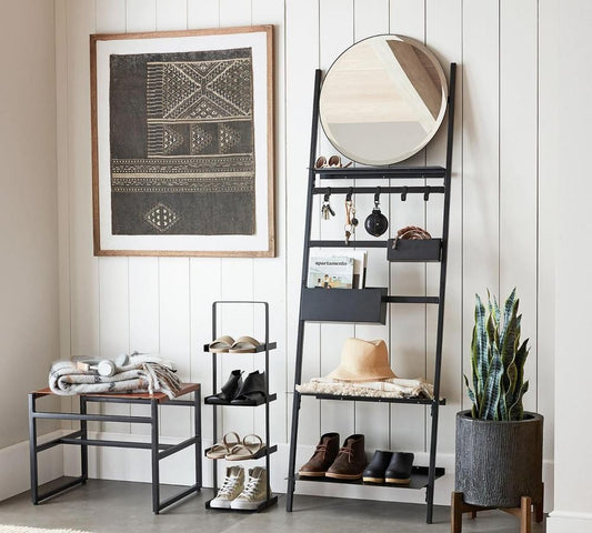4-Tier Vertical Shoe Rack – Matte Black Steel
