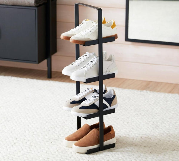 4-Tier Vertical Shoe Rack – Matte Black Steel