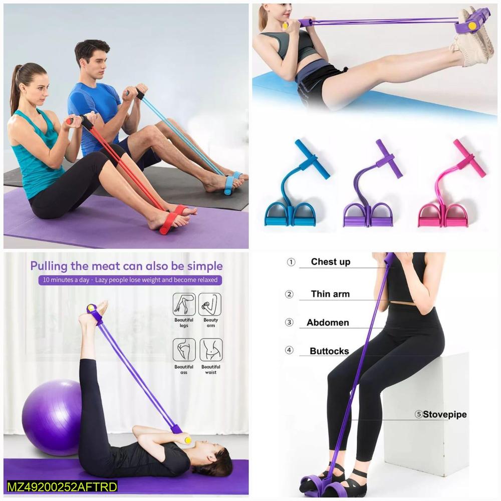 4-Tube Pedal Resistance Band Exerciser