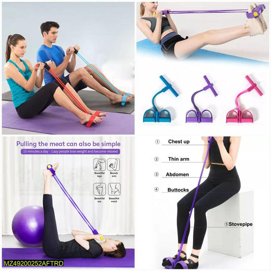 4-Tube Pedal Resistance Band Exerciser