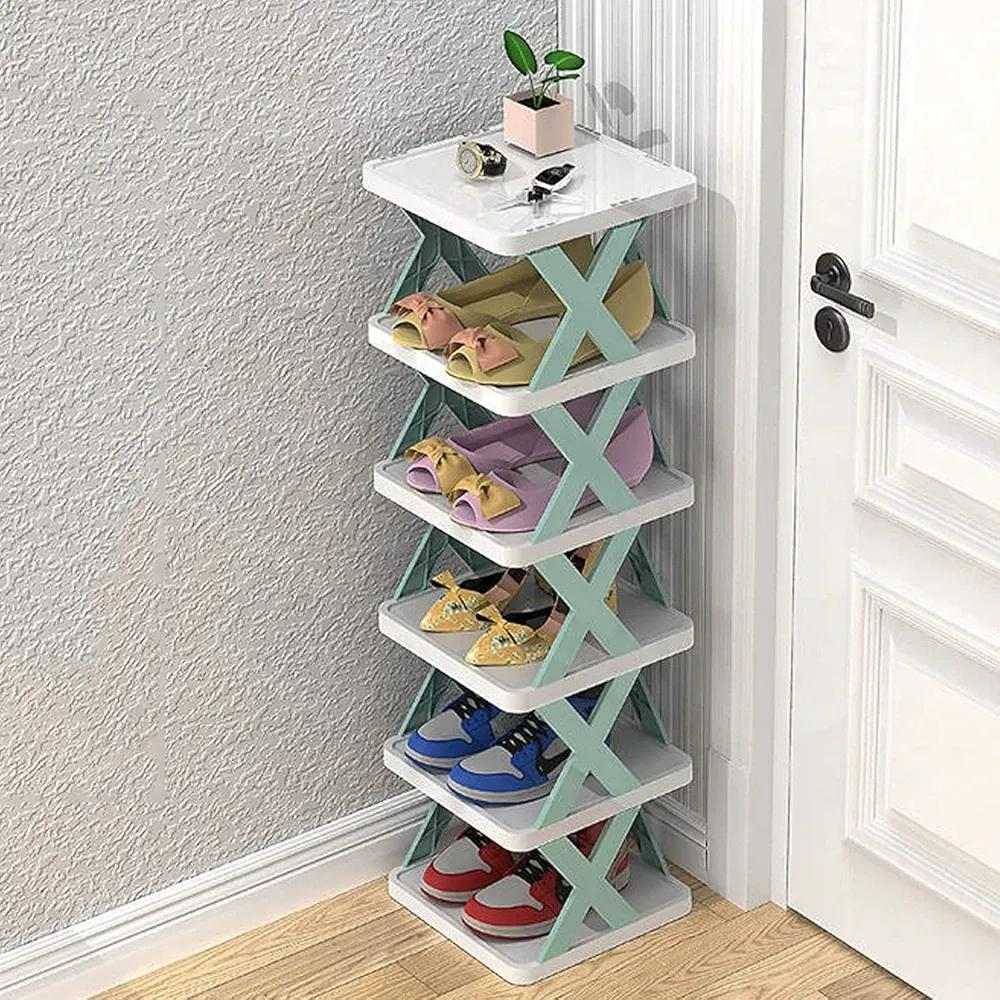 6-Tier X-Frame Shoe Rack – Space-Saving Vertical Organizer